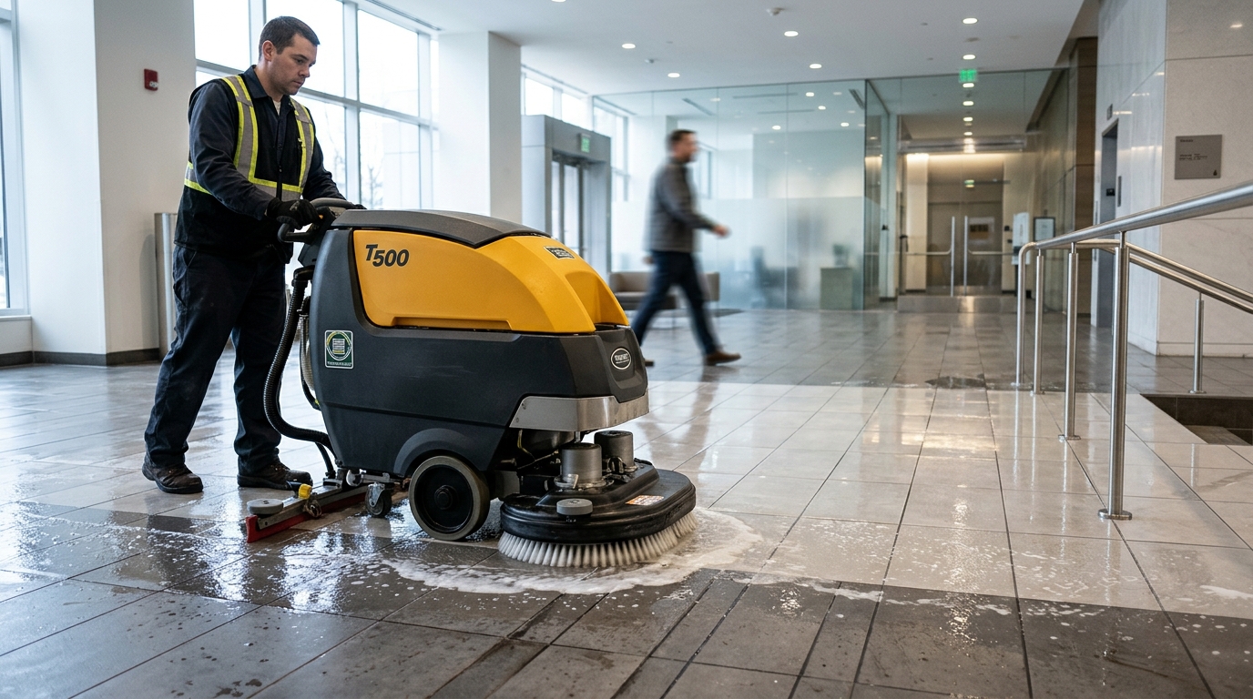High-pressure rotary tile and grout cleaning in Accra by Kleenit Ghana Limited