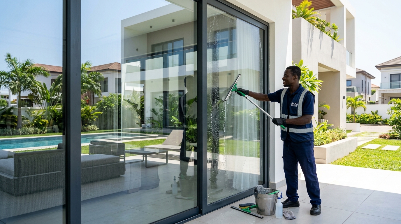 Streak-free window and architectural glass cleaning in Accra by Kleenit Ghana Limited